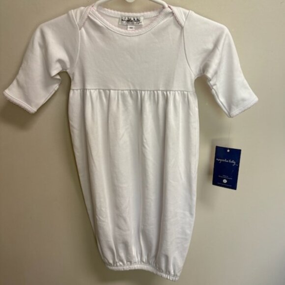 NWT Baby Girl 100% Pima Cotton White Gown with Pink Trim size Newborn - Picture 1 of 7